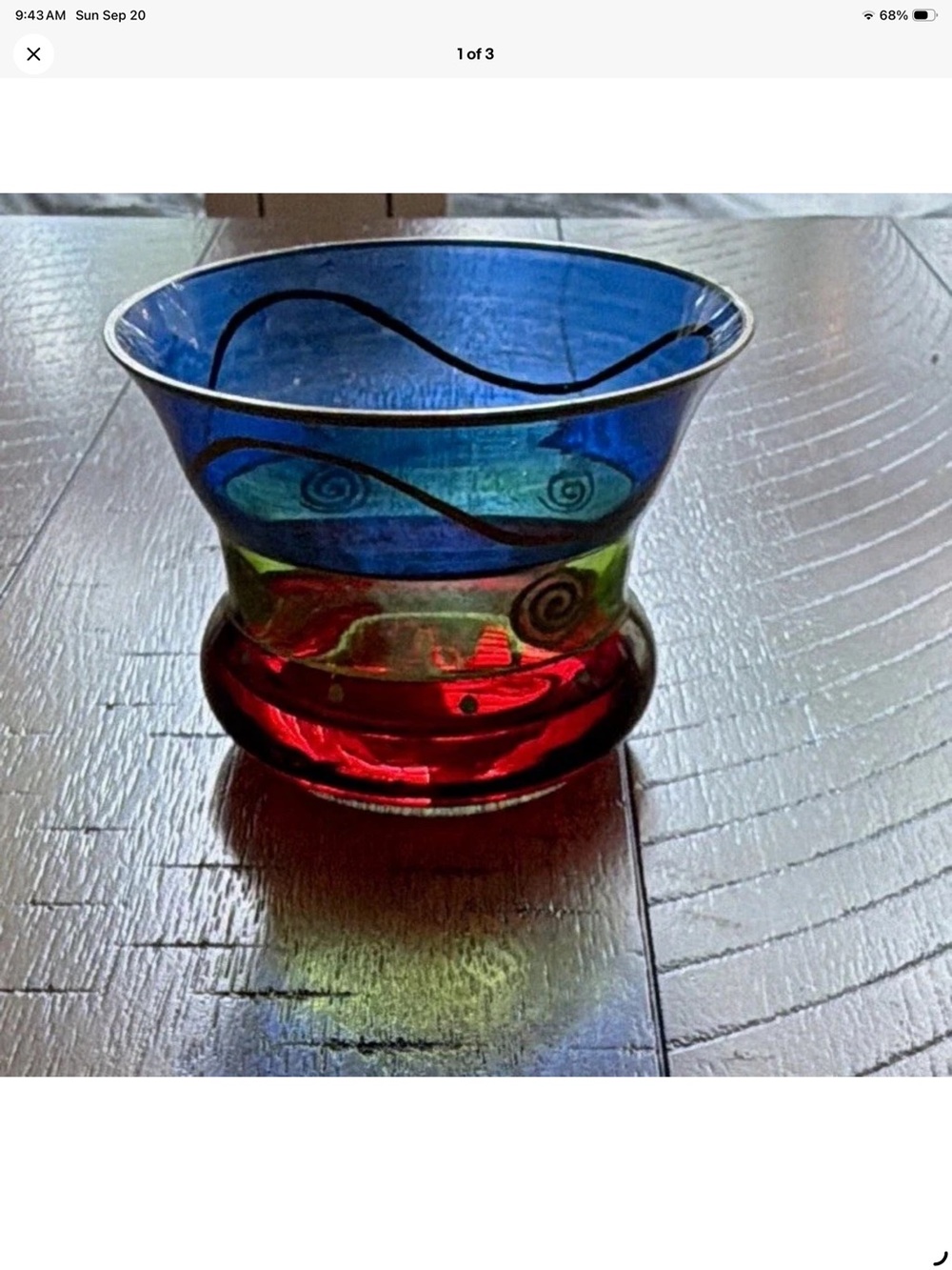 Handblown Multicolor Glass Vase - Blue, Green & Red